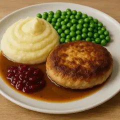 En klassisk biff Wallenberg med potatismos, lingon och skysås. En riktig svensk favorit!