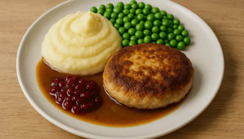 En klassisk biff Wallenberg med potatismos, lingon och skysås. En riktig svensk favorit!
