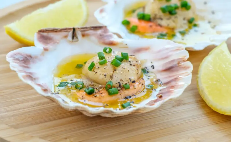 Pilgrimsmusslor med brynt smör och citron