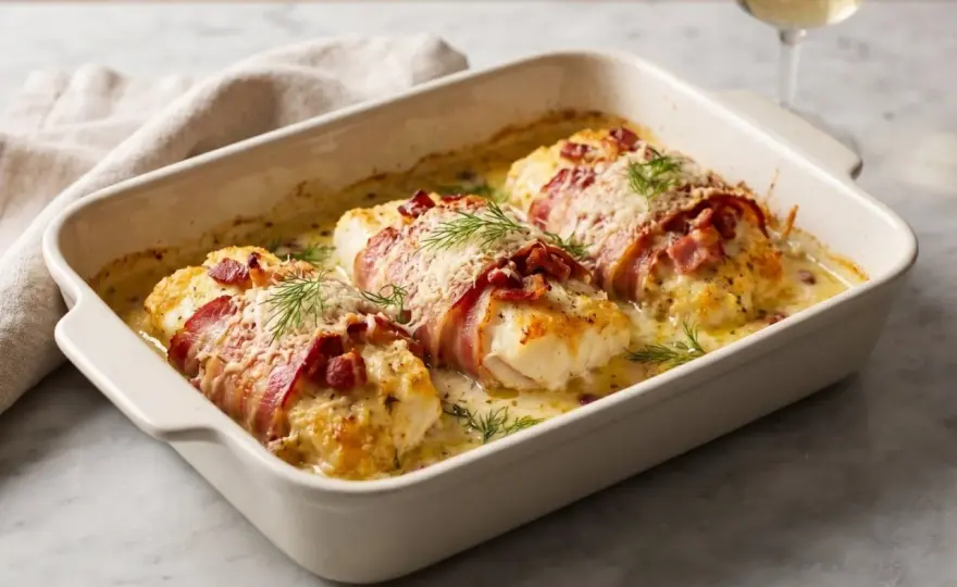 Torskrygg med bacon - så får du saftig fisk i ugnen