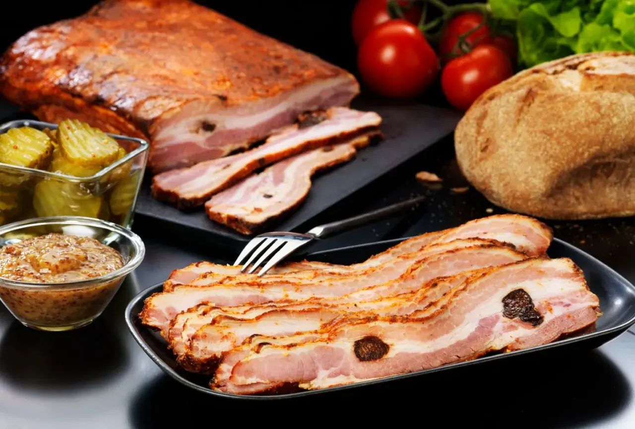 Njut av saftigt grillat fläsk med senap, pickles och nybakat bröd. Perfekt för en somrig grillkväll!